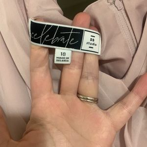 Off shoulder-David’s Bridal Bridesmaid.Size 18, color Dusty Pink, fabric chiffon